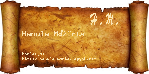 Hanula Márta névjegykártya